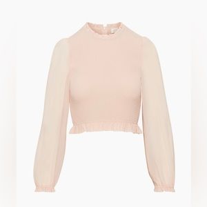 Aritzia babaton Wilfred tempest crop cropped shirt S sleeve Blouse small
